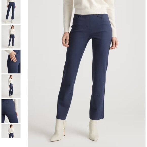 👖 Quince Ultra-Stretch Ponte Straight-Leg 4-Pocket Pants – Navy, Size M Petite - Picture 1 of 9